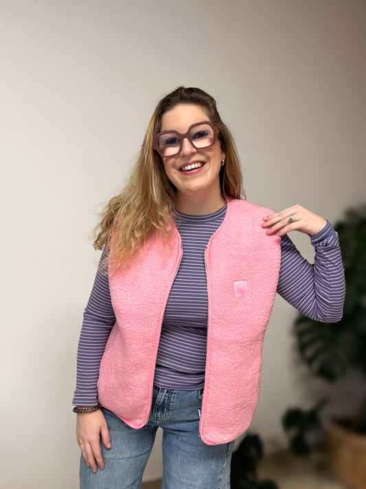 Reversible Ruby Gilet | Roze - wit