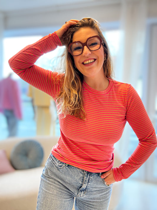 Leila shirt | Roze - Groen