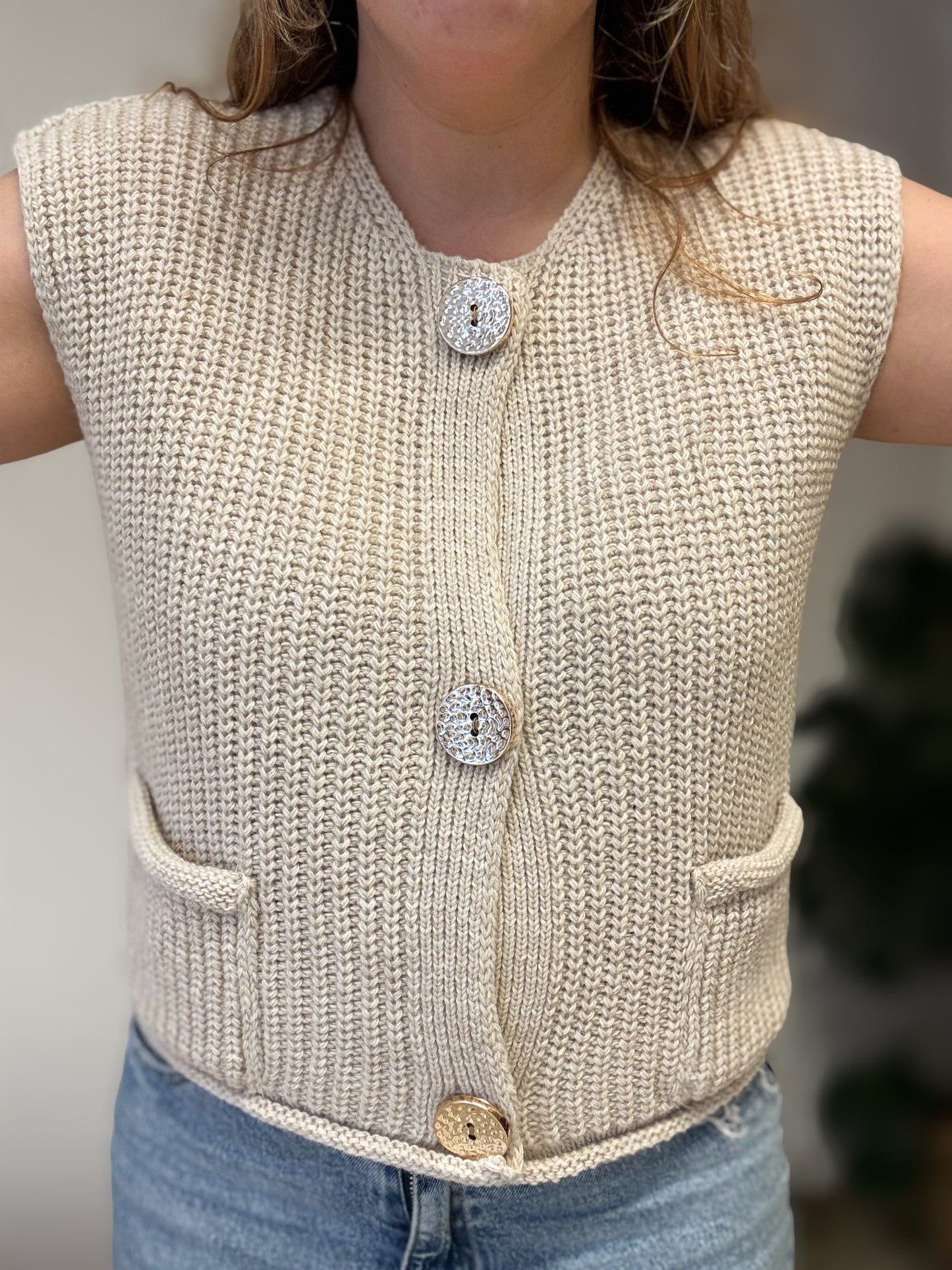 Ivory Button Knit