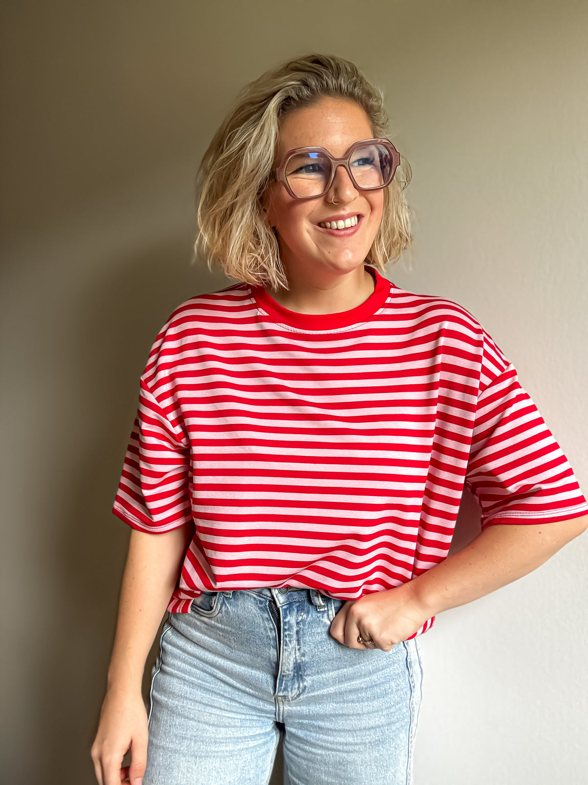 Livia top | Rood - roze